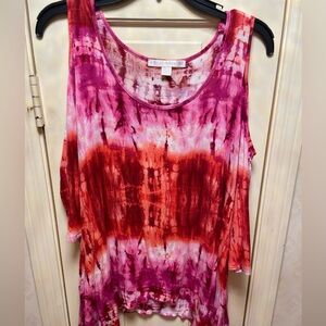 🧡Boston Proper Pink and Orange Tie-Dye Tank Top🩷